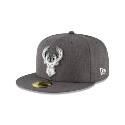 Grey Milwaukee Bucks Hat - New Era NBA Terrycloth 59FIFTY Fitted Caps USA8479530